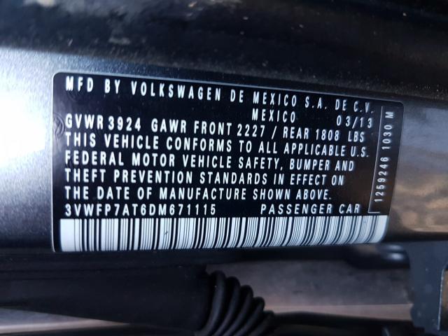 2013 VOLKSWAGEN BEETLE 3VWFP7AT6DM671115