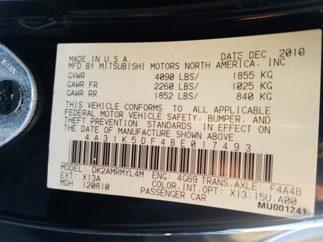 2011 MITSUBISHI ECLIPSE GS 4A31K5DF4BE017493