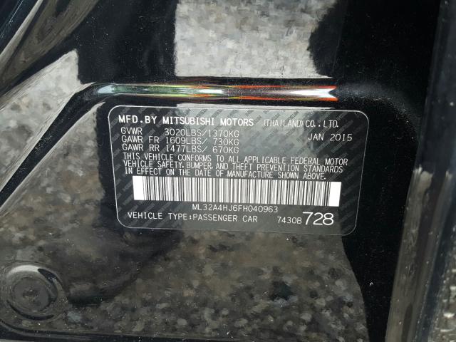 2015 MITSUBISHI MIRAGE ES ML32A4HJ6FH040963