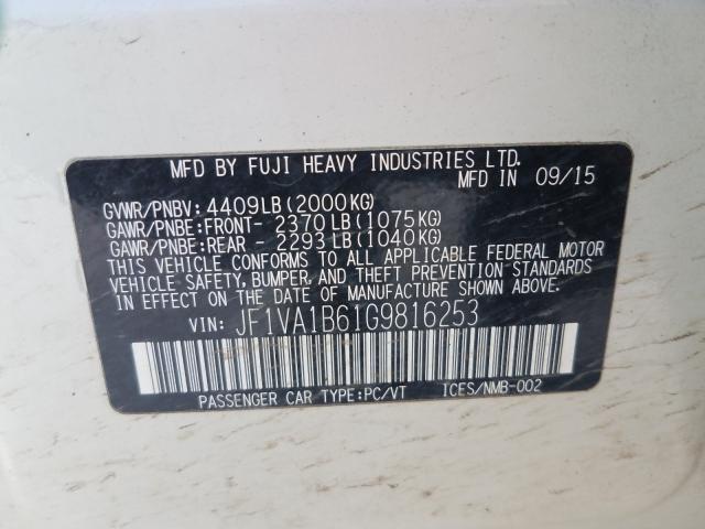 2016 SUBARU WRX JF1VA1B61G9816253