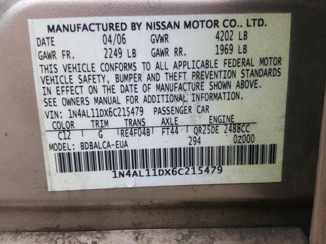 VIN KNAFX4A60F5358126 2006 NISSAN ALTIMA S no.10