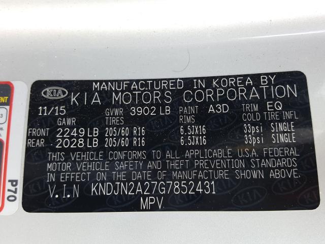 2016 KIA SOUL KNDJN2A27G7852431