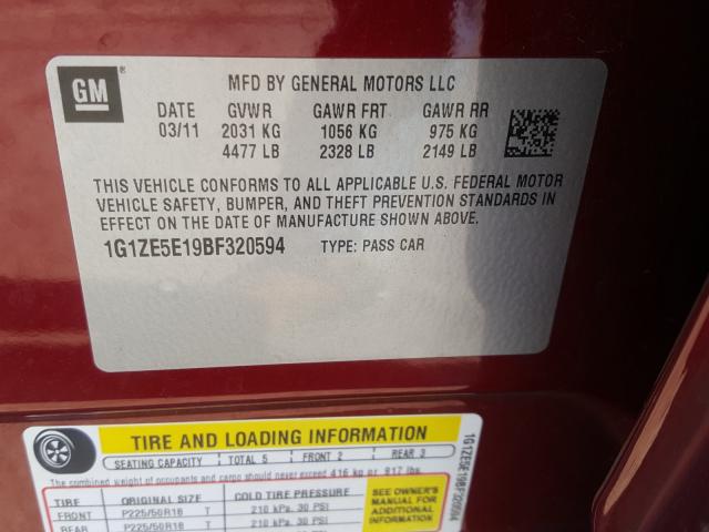 2011 CHEVROLET MALIBU LTZ 1G1ZE5E19BF320594