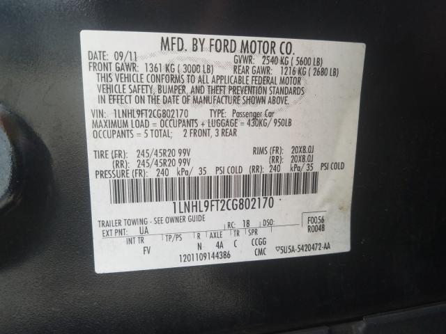 2012 LINCOLN MKS 1LNHL9FT2CG802170
