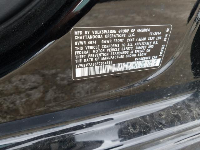 2015 VOLKSWAGEN PASSAT SE 1VWBV7A35FC054393