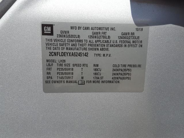 2CNFLDEYXA6245142 Chevrolet Equinox Lt 2010. Фото: 9
