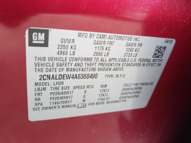 2010 CHEVROLET EQUINOX 2CNALDEW4A6360490