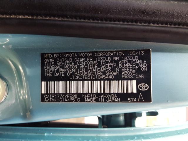 2013 TOYOTA PRIUS C JTDKDTB31D1045440