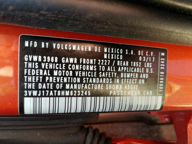 2017 VOLKSWAGEN BEETLE SE 3VWJ17AT8HM623245