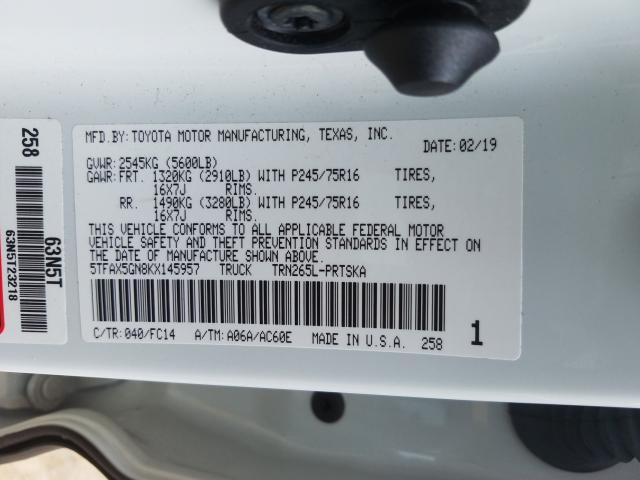 2019 TOYOTA TACOMA DOU 5TFAX5GN8KX145957