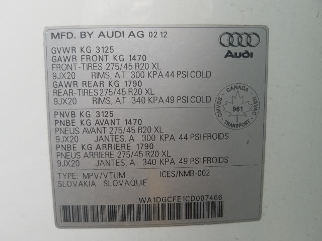 WA1DGCFE1CD007466 2012 AUDI Q7, photo no. 10