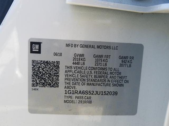 VIN 1G1RA6S52JU152039 2018 Chevrolet Volt, LT no.10