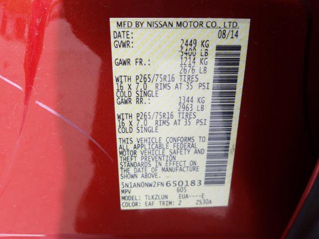 VIN 1GNEVGKW0JJ230769 2015 NISSAN XTERRA X no.10