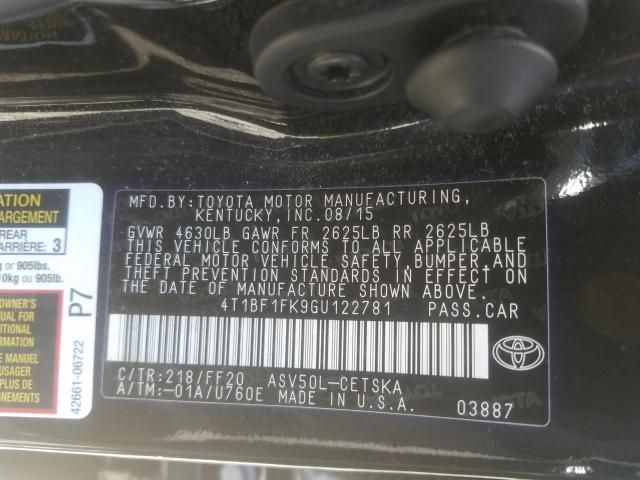 2016 TOYOTA CAMRY 4T1BF1FK9GU122781