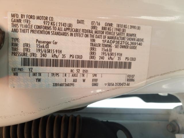 2016 FORD FOCUS S 1FADP3E27GL369140