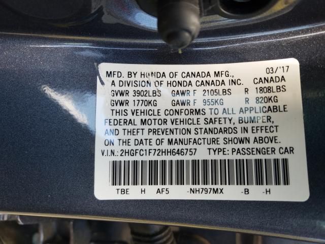 2017 HONDA CIVIC EXL 2HGFC1F72HH646757