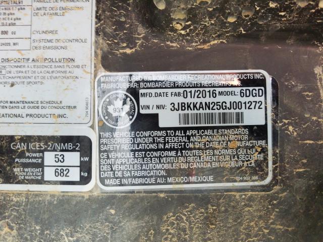 2016 CAN-AM COMMANDER 3JBKKAN25GJ001272