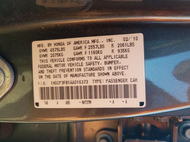 VIN 5N1AR2MMXEC612694 2010 HONDA ACCORD EXL no.10