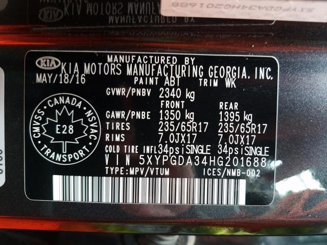 2017 KIA SORENTO LX 5XYPGDA34HG201688