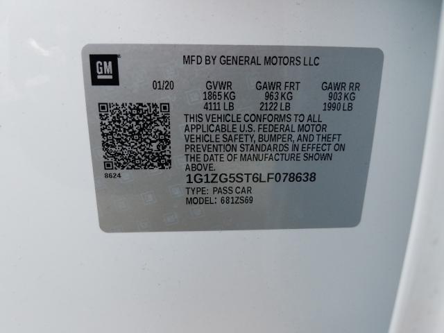 2020 CHEVROLET MALIBU RS 1G1ZG5ST6LF078638