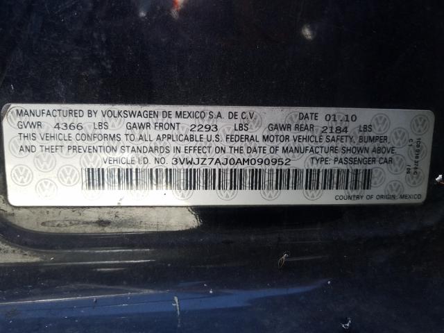 2010 VOLKSWAGEN JETTA S 3VWJZ7AJ0AM090952