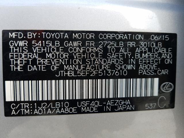 2015 LEXUS LS 460 JTHBL5EF2F5137610