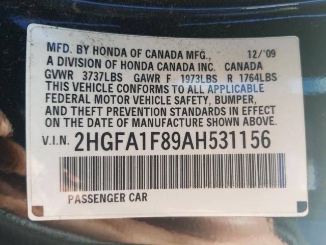 2010 HONDA CIVIC EX 2HGFA1F89AH531156
