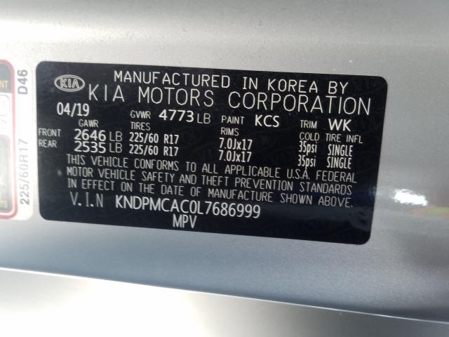 2020 KIA SPORTAGE L KNDPMCAC0L7686999