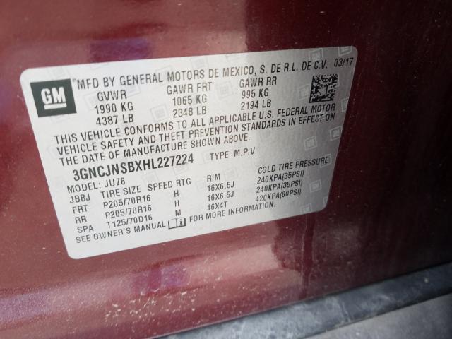 2017 CHEVROLET TRAX LS 3GNCJNSBXHL227224