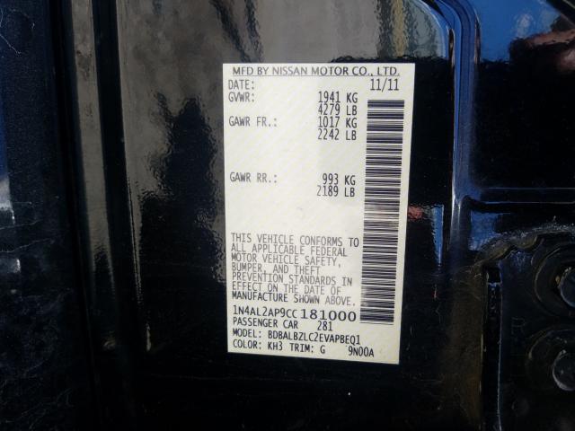 2012 NISSAN ALTIMA 25S 1N4AL2AP9CC181000