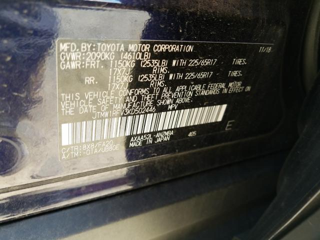 2019 TOYOTA RAV4 XLE JTMW1RFV3KD502446