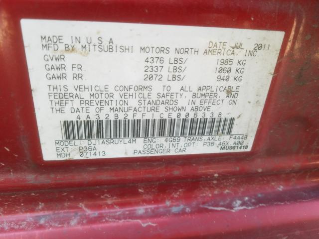 2012 MITSUBISHI GALANT FE 4A32B2FF1CE006338