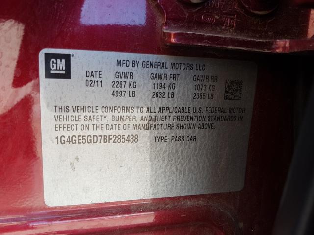 2011 BUICK LACROSSE C 1G4GE5GD7BF285488