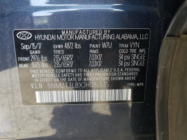 5NMZT3LBXJH080535 Hyundai Santa Fe S 2018. Фото: 9