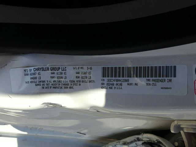 2010 DODGE AVENGER SX 1B3CC4FB8AN122809
