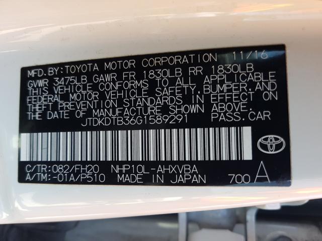 2016 TOYOTA PRIUS C JTDKDTB36G1589291