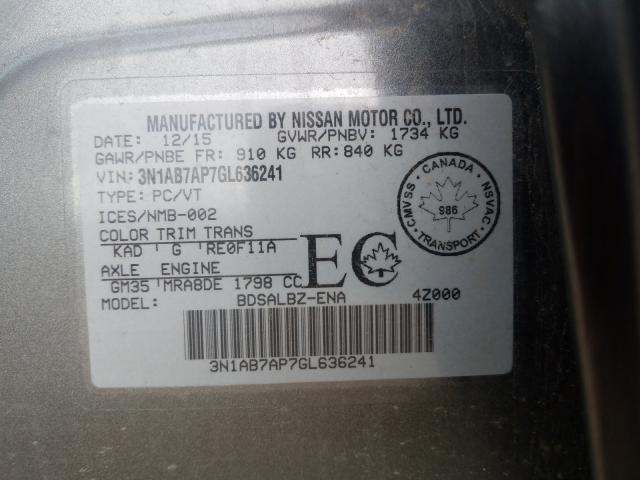 3N1AB7AP7GL636241 Nissan Sentra S 2016. Фото: 9