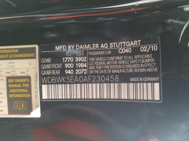 2010 MERCEDES-BENZ SLK 300 WDBWK5EA0AF230458