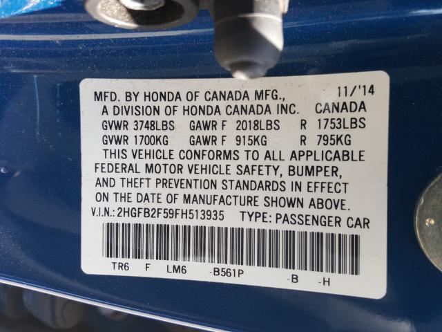 2015 HONDA CIVIC LX 2HGFB2F59FH513935