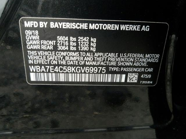 VIN WBA7E4C58KGV69975 2019 BMW 7 Series, 740 XI no.10