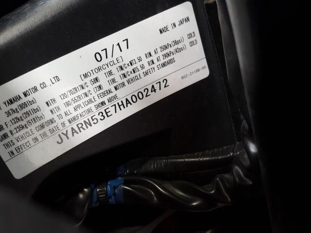 2017 YAMAHA FZ09 JYARN53E7HA002472