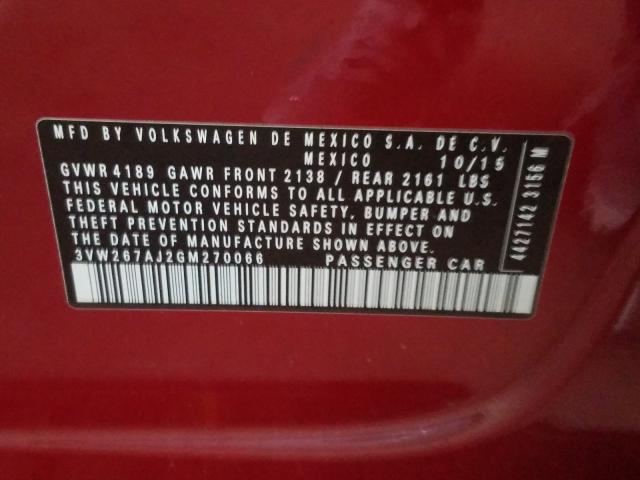 2016 VOLKSWAGEN JETTA S 3VW267AJ2GM270066