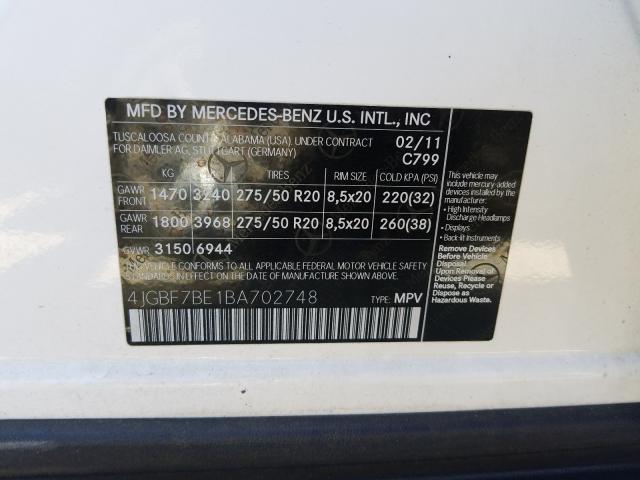 2011 MERCEDES-BENZ GL 450 4JGBF7BE1BA702748