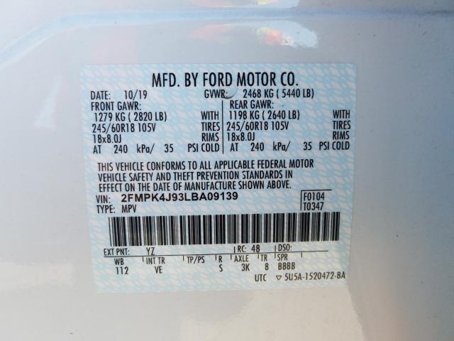 2020 FORD EDGE SEL 2FMPK4J93LBA09139