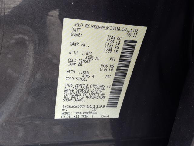 2012 NISSAN ARMADA SV 5N1BA0ND0CN601199