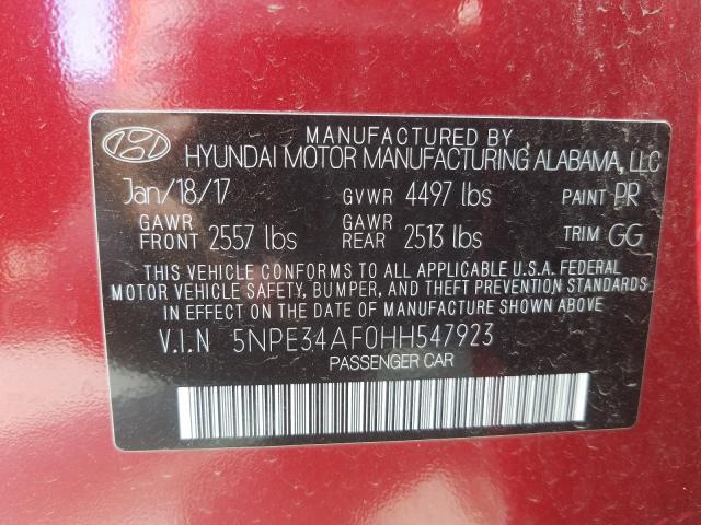 2017 HYUNDAI SONATA SPO 5NPE34AF0HH547923