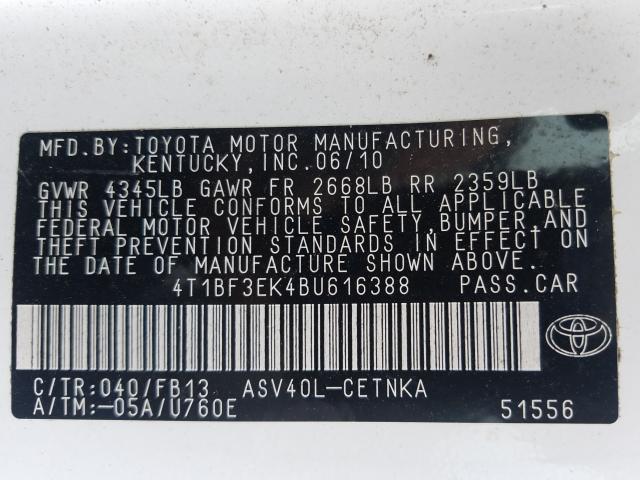 2011 TOYOTA CAMRY BASE 4T1BF3EK4BU616388
