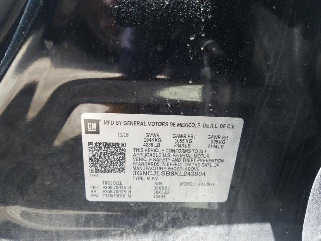 2019 CHEVROLET TRAX 1LT 3GNCJLSB8KL243904