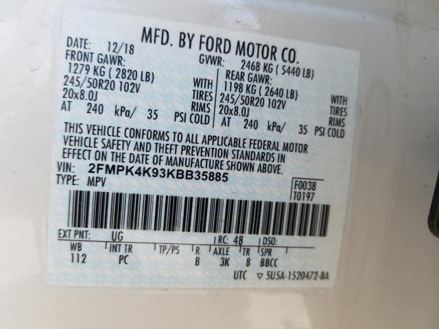 2019 FORD EDGE TITAN 2FMPK4K93KBB35885