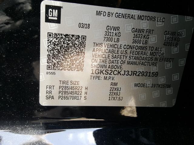 2018 GMC YUKON DENA 1GKS2CKJ3JR293159